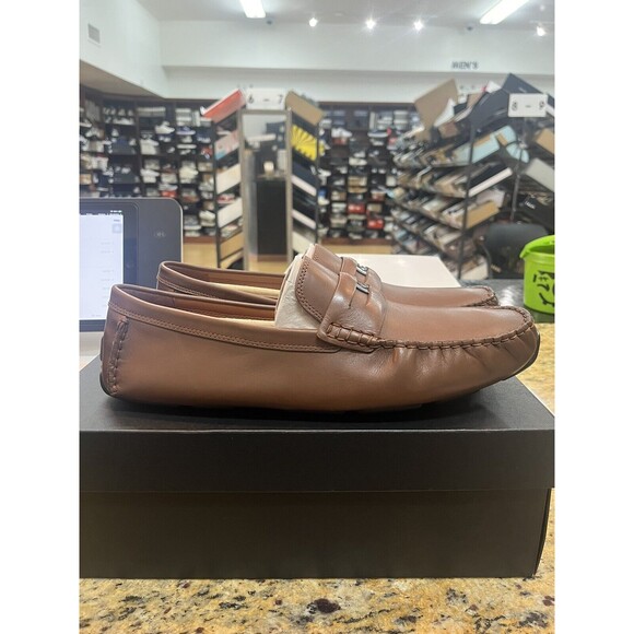 Coach C Coin Signature Drivers Men's 12D Saddle Tan Brown Leather Loafers C8897 - Picture 4 of 7